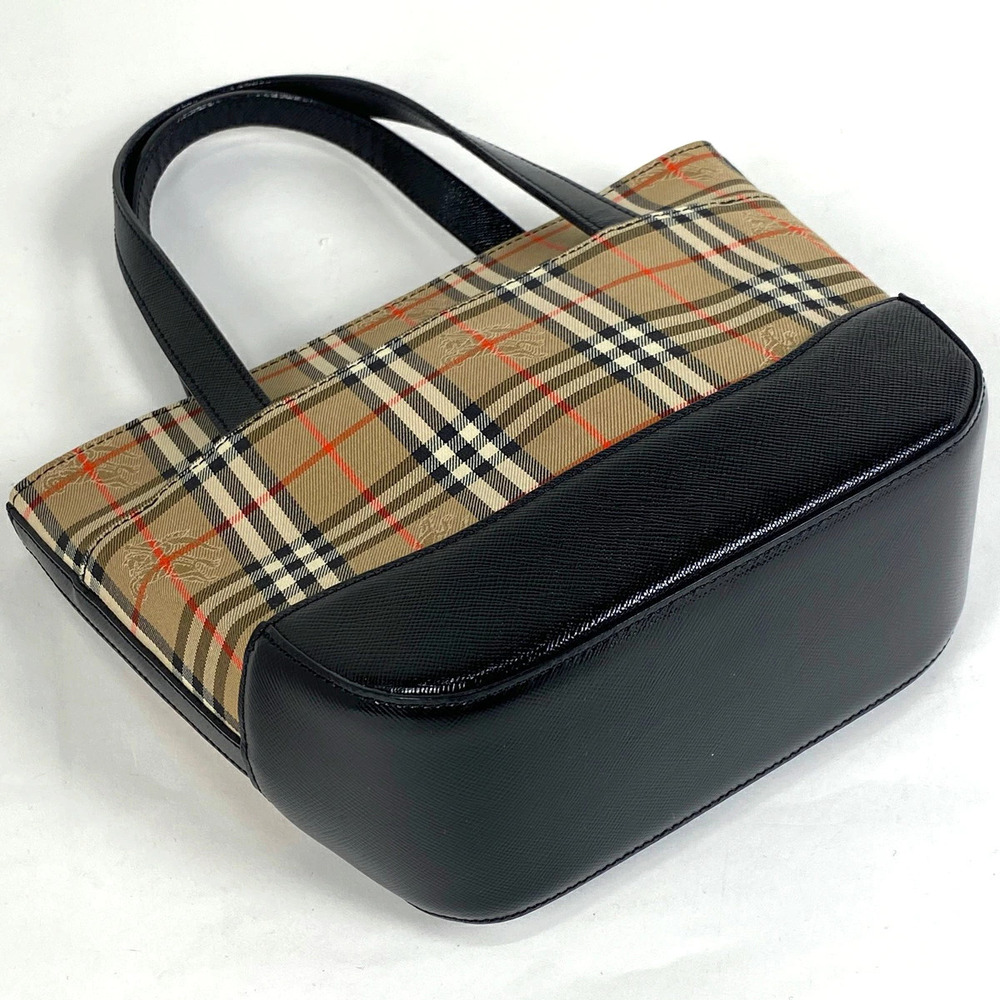 Burberry black check handbag canvas brown